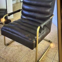 Brown Faux Leather Chair. 