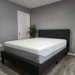 Queen bed frame and mattress
