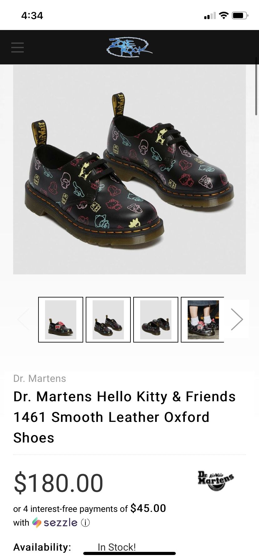 Sanrio Limited Edition Hello Kitty and Friends 1461 Doc Martens Oxford Shoes