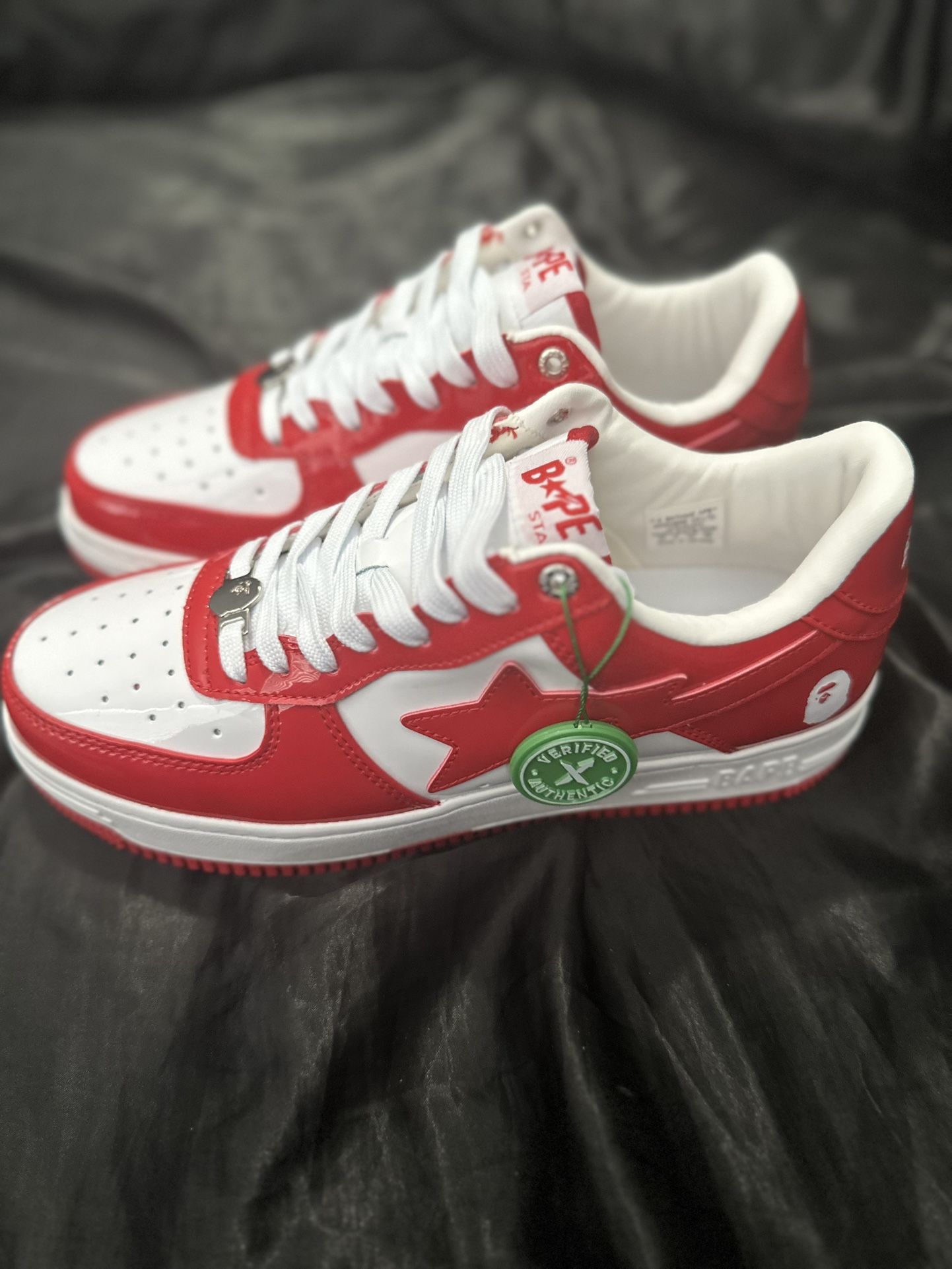Red and white bapesta / bapesta #5 red