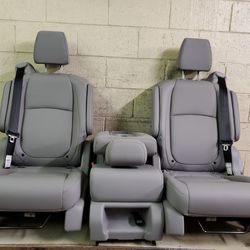 Brand New Gray Leather Bucket Seats With Seatbelts And Middle Seat 
