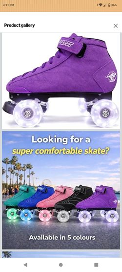 Men's 7½ Prostar Suede Professional Roller Skates with Glow Light Up Led Wheels