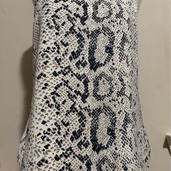 J.CREW White/Black Snake Animal Print Scalloped V-Neck Camisole, 6