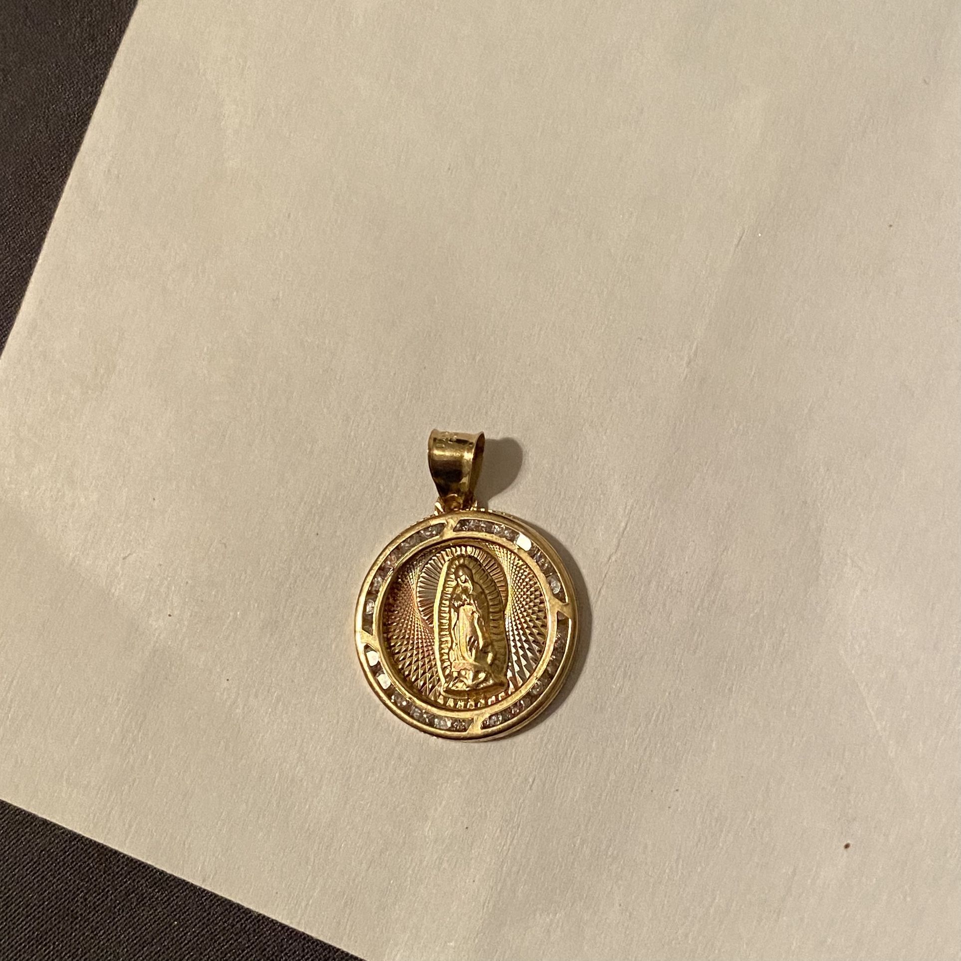 10k Solid Tri Color Virgin Mary Pendant