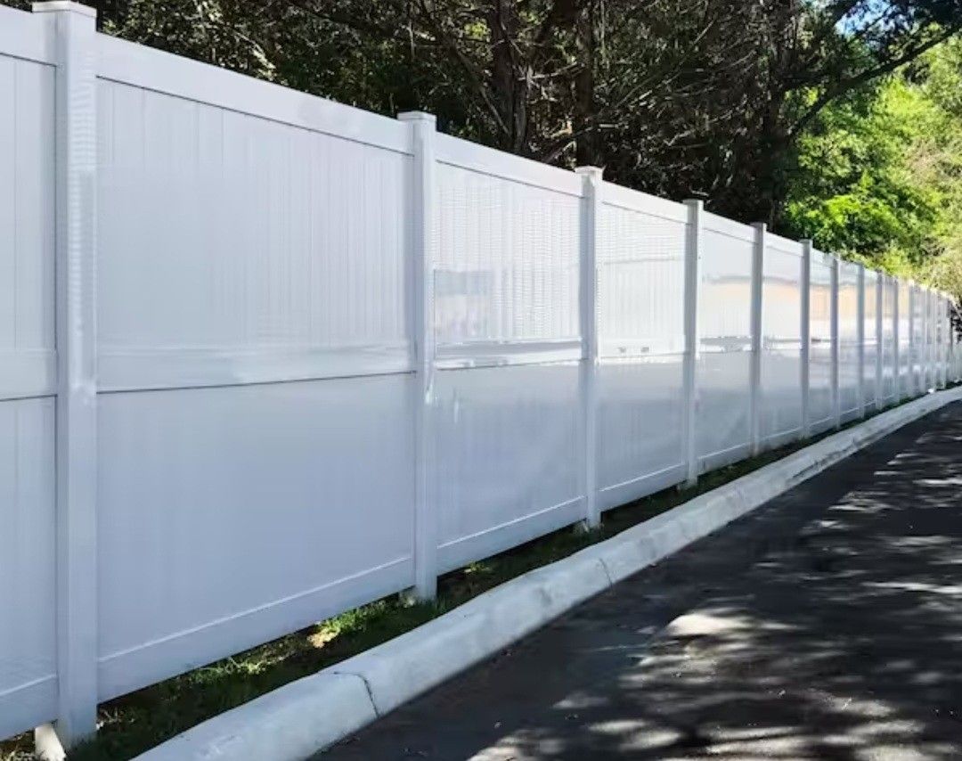 Eight FT High White Vinyl Fence Full Privacy Swimming Pool Front Yard Back Yard