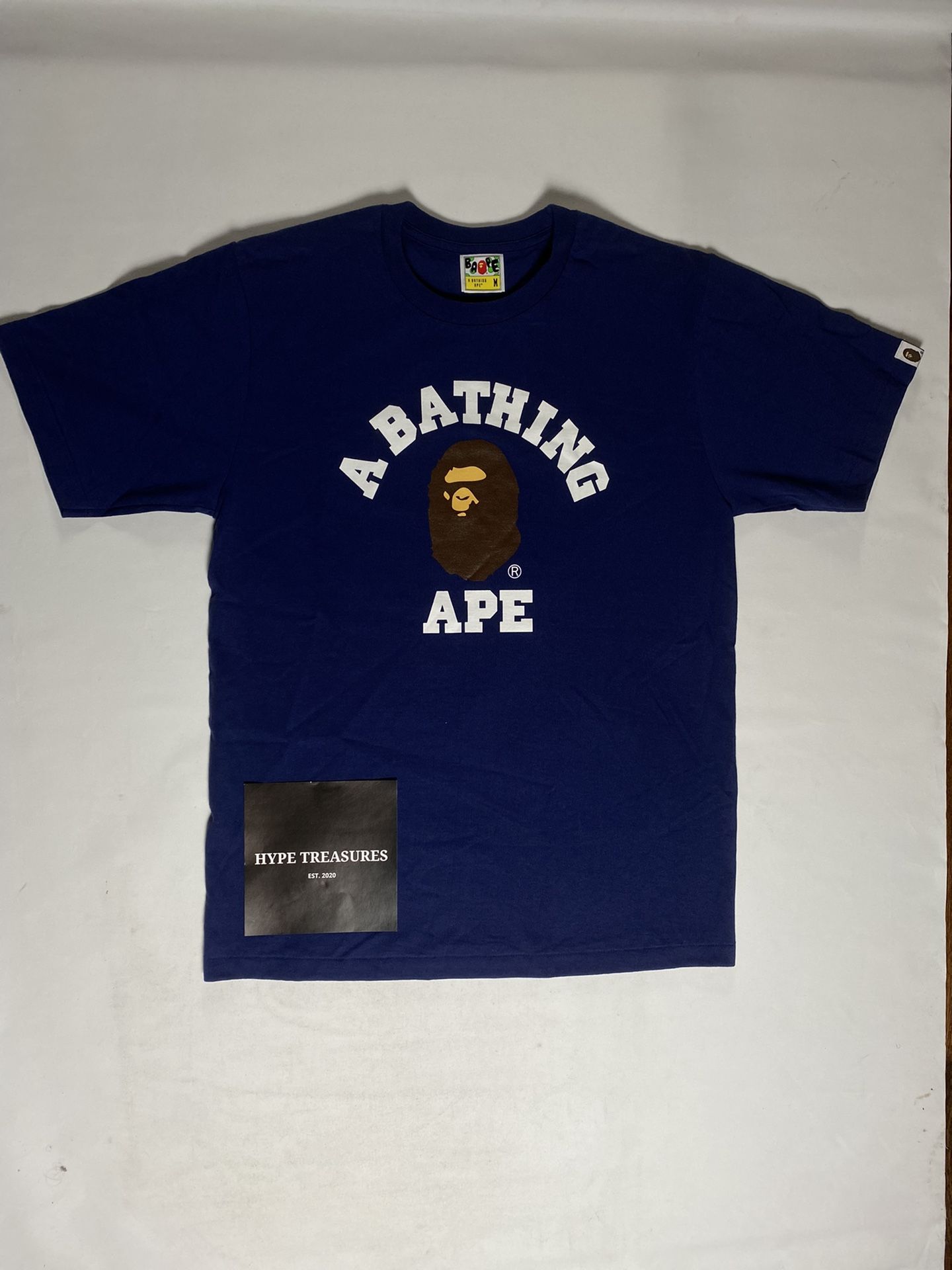 New Bape College Logo Tee Navy Medium