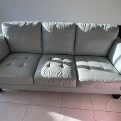✨ Light Mint Leather Sofa Set – Loveseat & 3-Seater Couch ✨