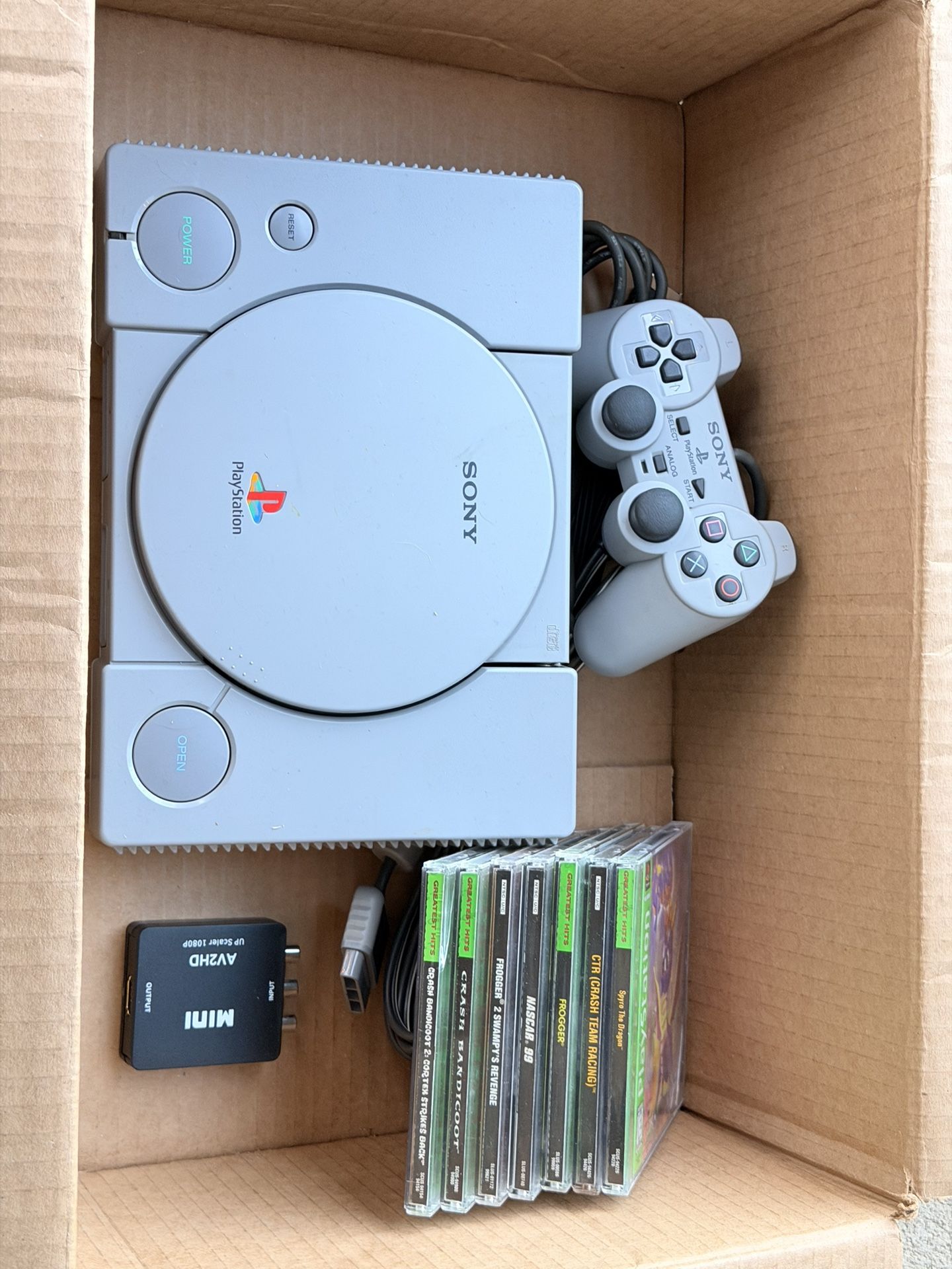 Playstation One With Games, Hdmi Adapter And Controller
