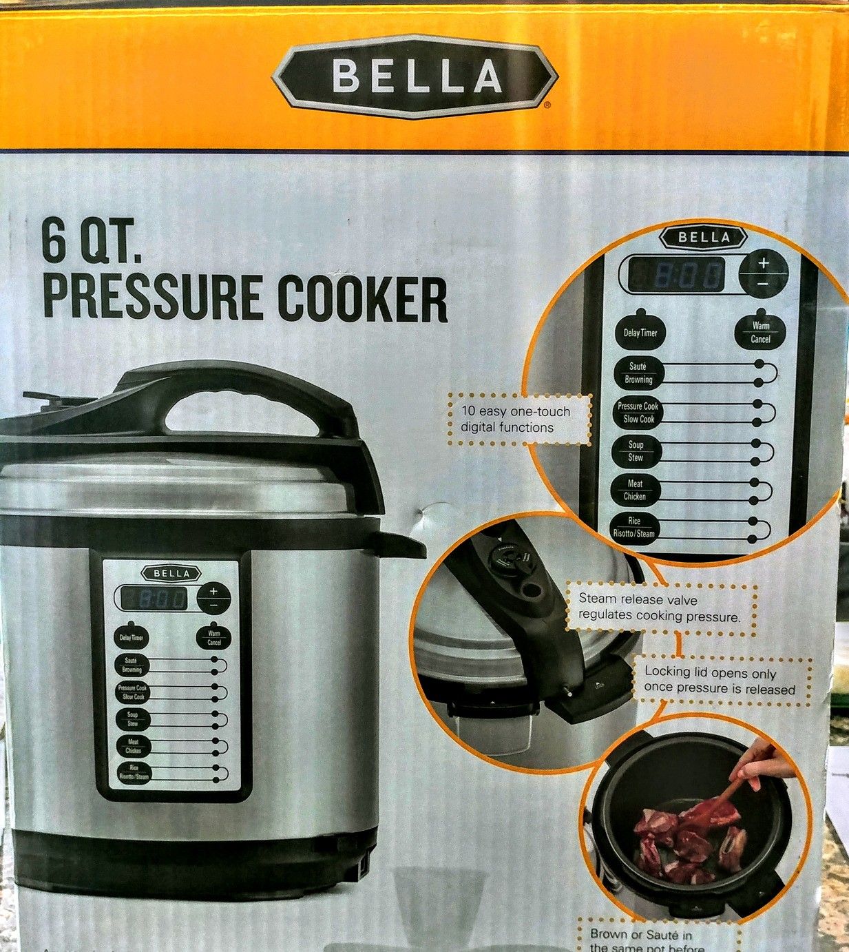 Bella 6 Qt Electric Pressure Cooker