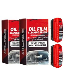 QUANROL 2 Pack Automotive Oil Film Cleaning Brush , Car Car Windows Clear Vision Glass Cleaner, Carmine