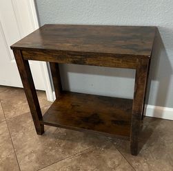 (NEW) 24” Wide 2 Tier Rustic Brown End Table