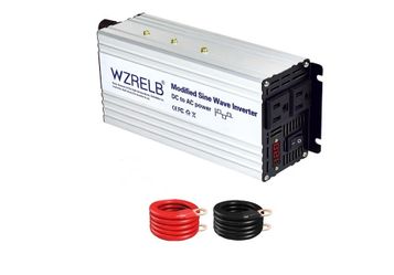 WZRELB 1200W Power Inverter 12V DC to 110V 120V AC, 2400W Peak Modified Sine Wave Car Inverter with LED Display, Dual AC Outlets,Soft Starter, Off-Gri