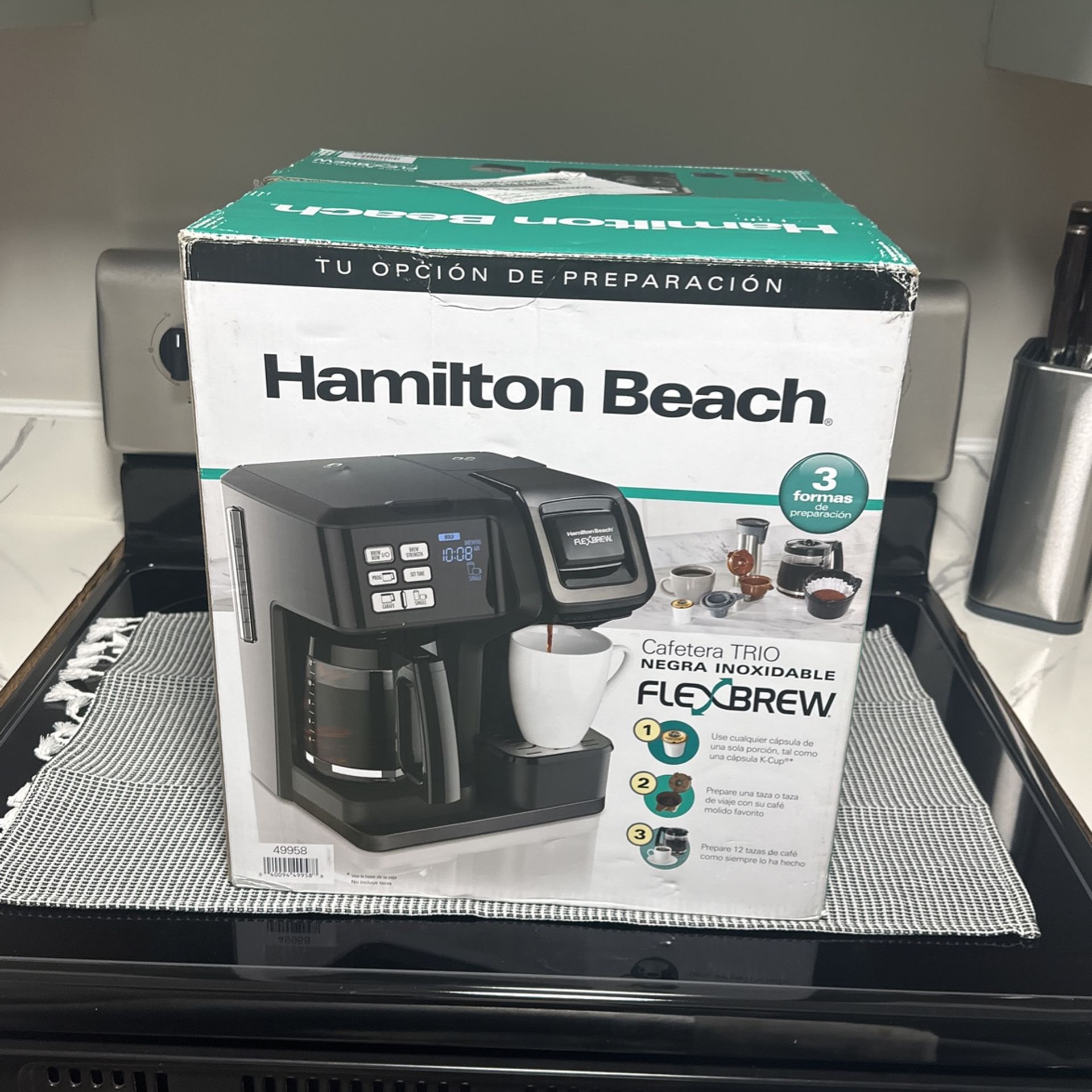  Hamilton Beach FlexBrew Trio 2-Way Coffee Maker, Compatible with K-Cup Pods or Grounds, Combo, Single Serve & Full 10c The... Similar Hamilton Beach 