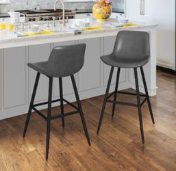 Set of 2 Bar Height Stools – 30”. Gray