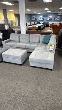 SPECIAL!!!! 2pc Sectional with Storage Ottoman Available In 3 Colors