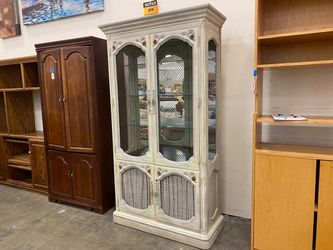French Provincial Style China Hutch with Wire Mesh Doors