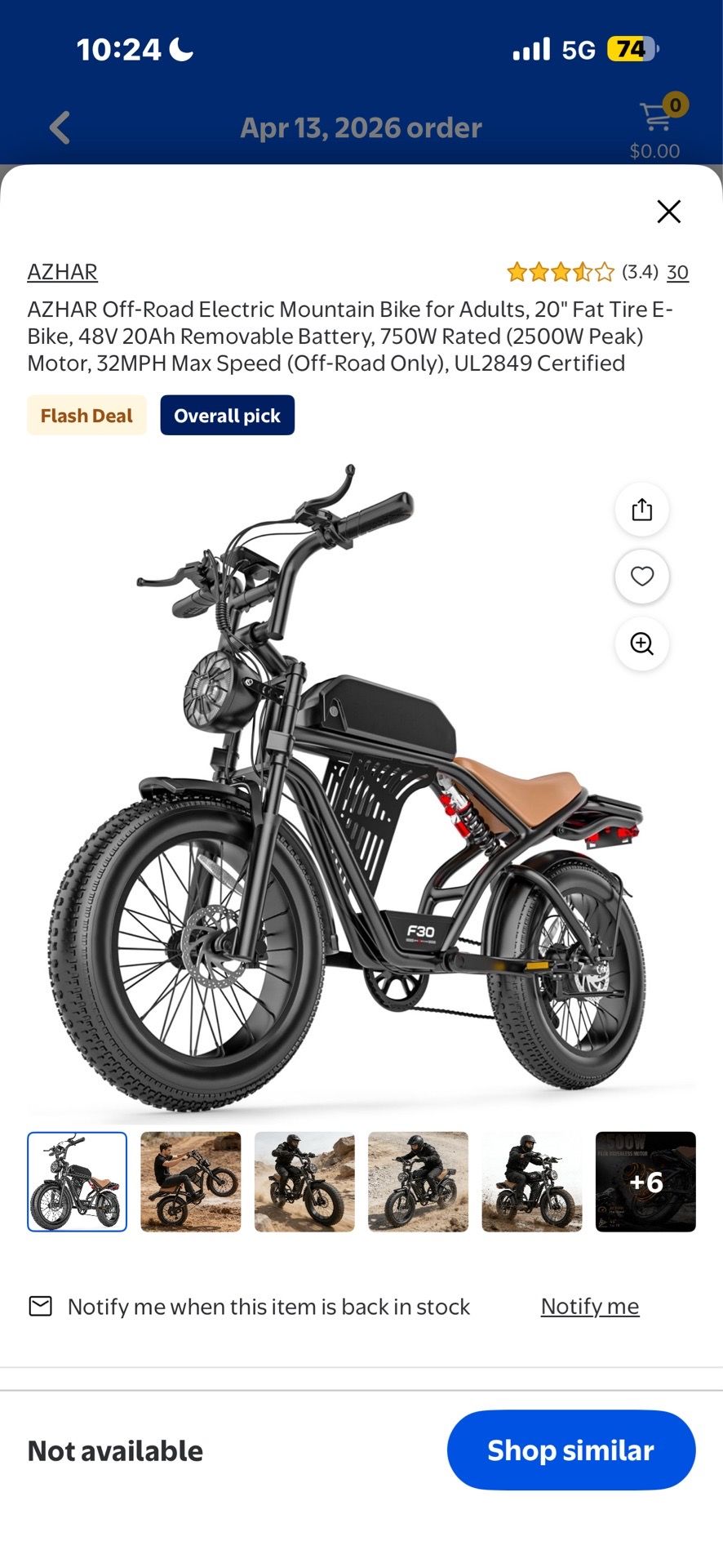 Brand New AZHAR Electric Fat Tire E-Bike 750W – Used Twice! – ASAP