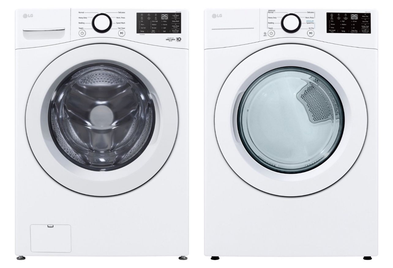 White LG Washer & Gas Dryer front load