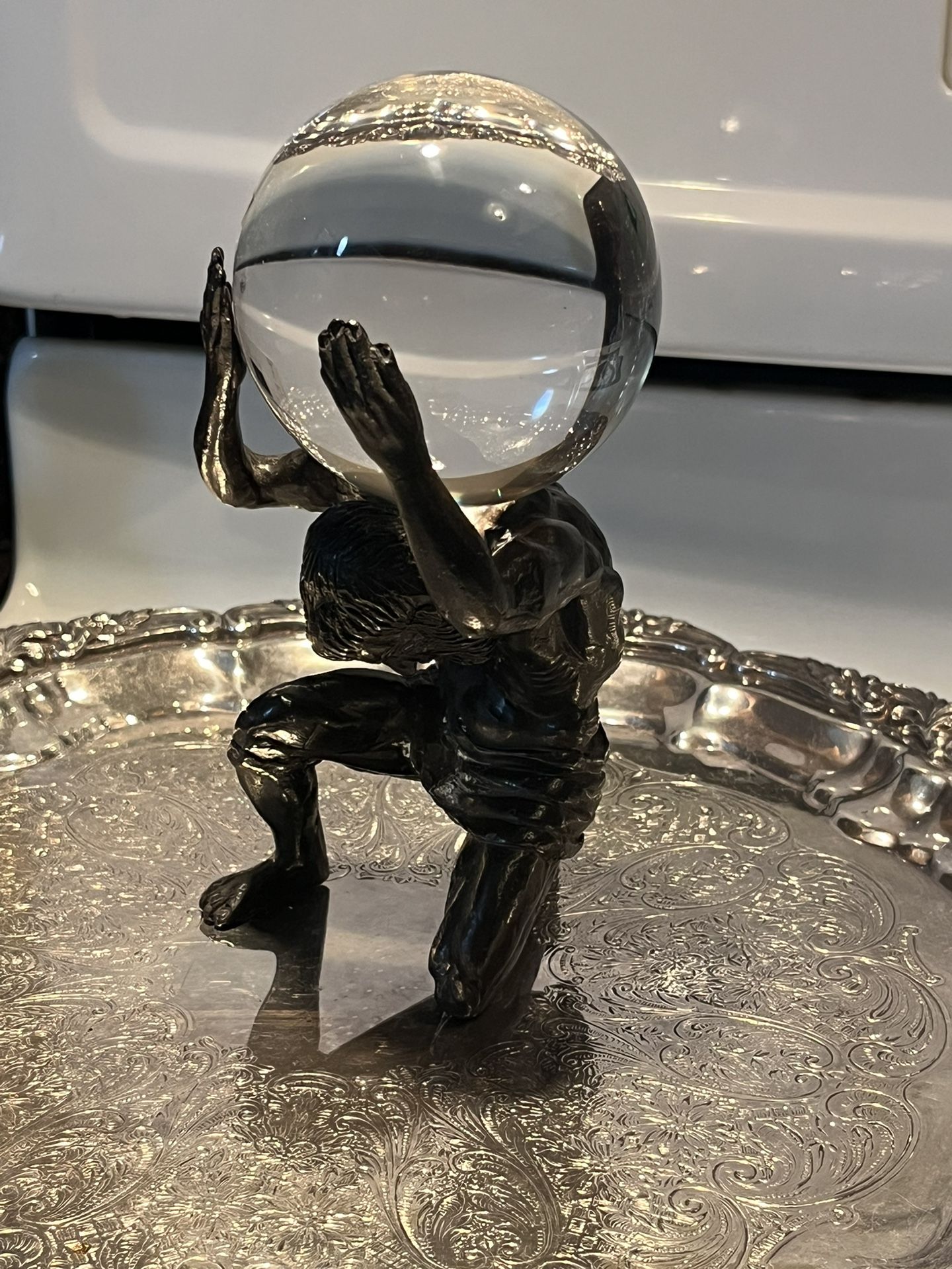 Atlas titan male bronze crystal ball