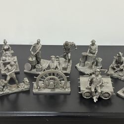 Fine Pewter Figures, Franklin Mint, “American Workers”, Set Of 12, 1977. Mint Condition, Stored Perfectly.  OBO. 