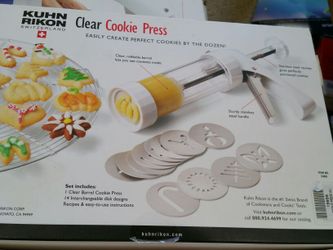 KUHN RIKON SWITZERLAND CLEAR COOKIES PRESS USED ONCE IN BOX