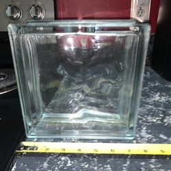 Vintage Thick Glass Block With Round Opening