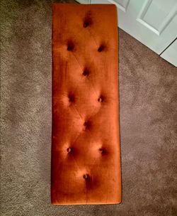 Beautiful Burnt Orange Velvet Tufted Bench - Gold Metal Legs