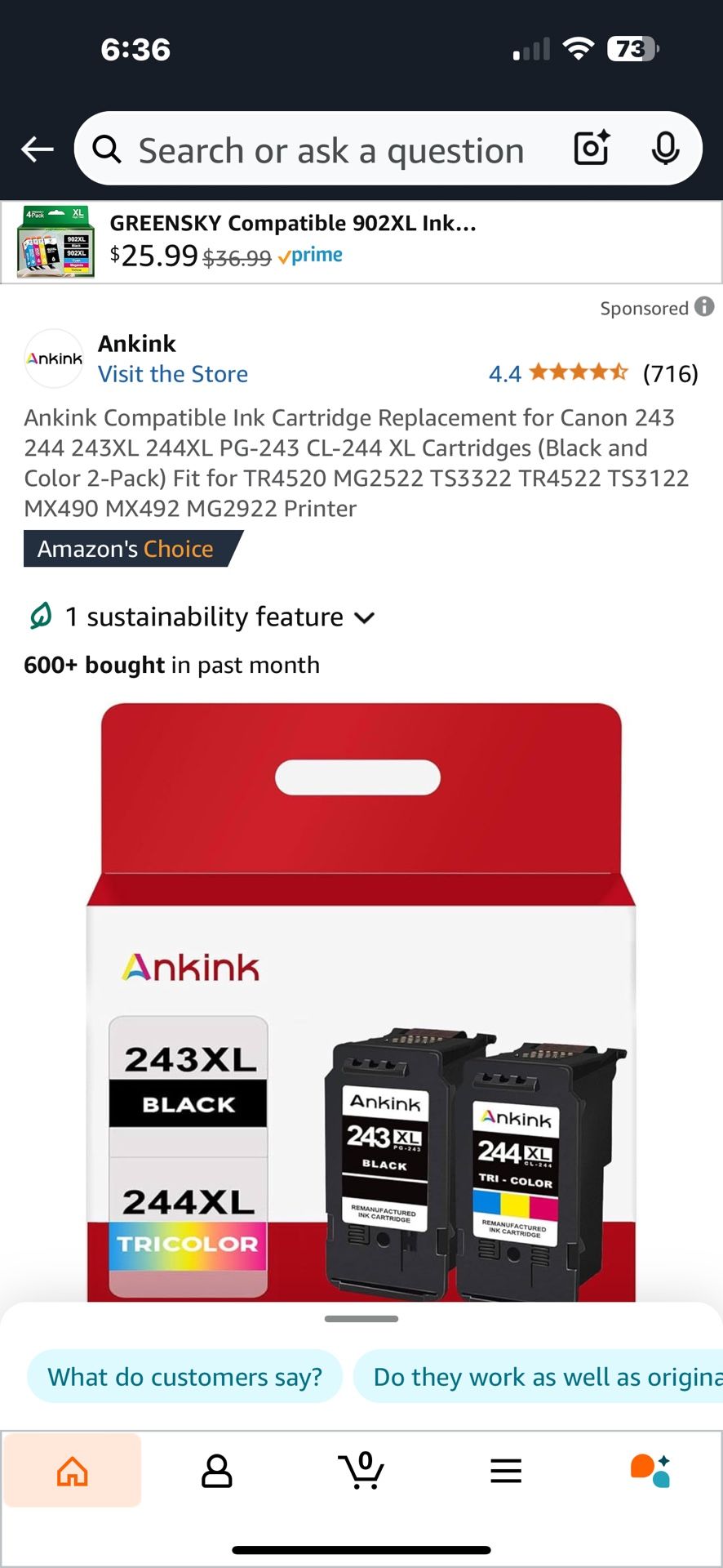Canon Ink Cartridges New 3