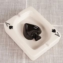 Novelty Ace Of Spades Ceramic Ashtray