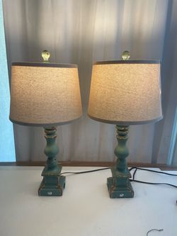 27" Farmhouse Table Lamp Set of 2 with USB A+C for Bedroom Living Room Vintage Rustic Traditional Nightstand Bedside Lamps Retro Side Table Lamps