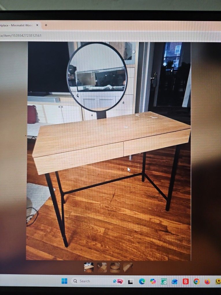 Minimalist wood desk with storage drawers