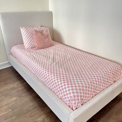 Upholstered Twin Bed + Mattress 