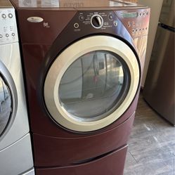 WHIRLPOOL DUET WITH STEAM FRONT LOAD DRYER ON PEDESTAL 