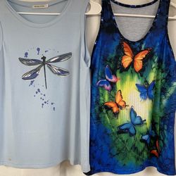 Designer Misslook One Light Blue Dragon Fly Tank top, 1 Multicolor Butterfly Tank Top