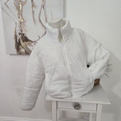 Abound Womens White Puffer Jacket Size Large