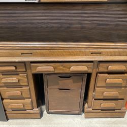 Vintage Roll Top Solid Oak Desk