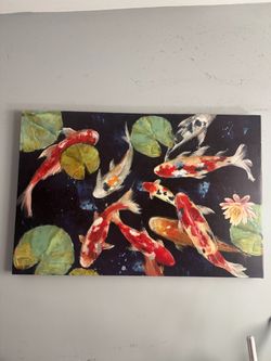 Original Hand-Painted Koi Fish Canvas