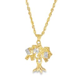 10k Yellow Gold Money Tree Charm Necklace