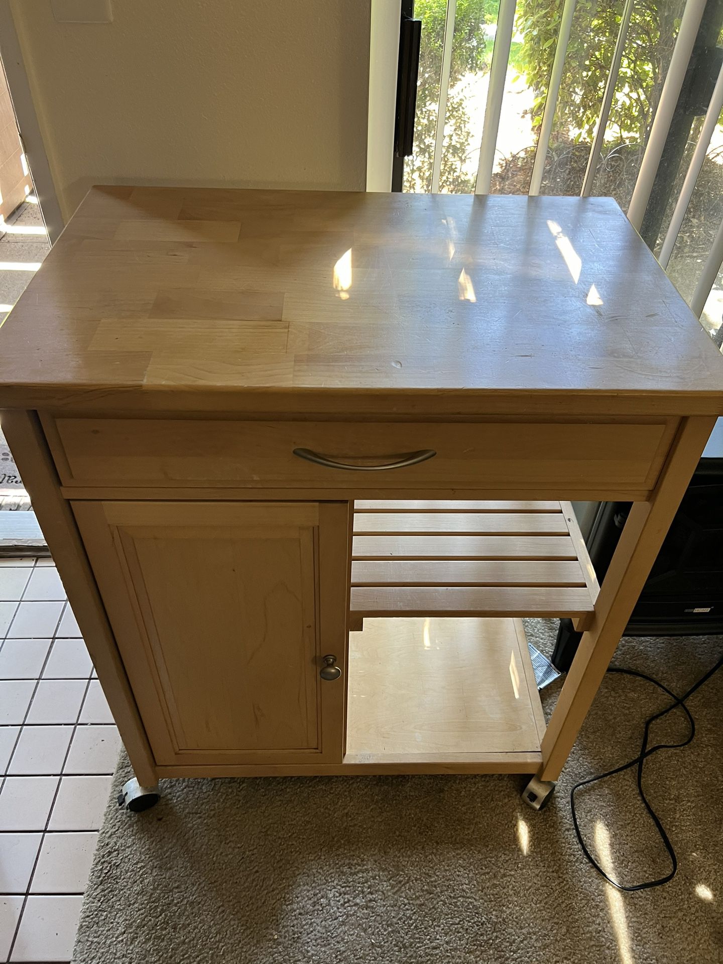 Wooden Kitchen cart with wheels / Microwave stand