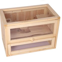 2 Tier Hamster Cage Deluxe Wooden Hut Small Animal Play House Habitat with Shelf and Ladder