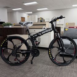 26-Inch Foldable Off-Road Bike🚴21-Speed High Carbon Steel Frame, Durable Tires and Front Suspension, Ideal for Men and Women Seeking a Compact and 