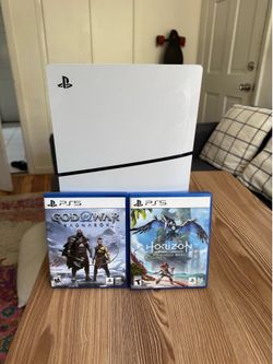 PS5 Disc Console + 2 Games (God of War Ragnarök & Horizon Forbidden West) — Original Box