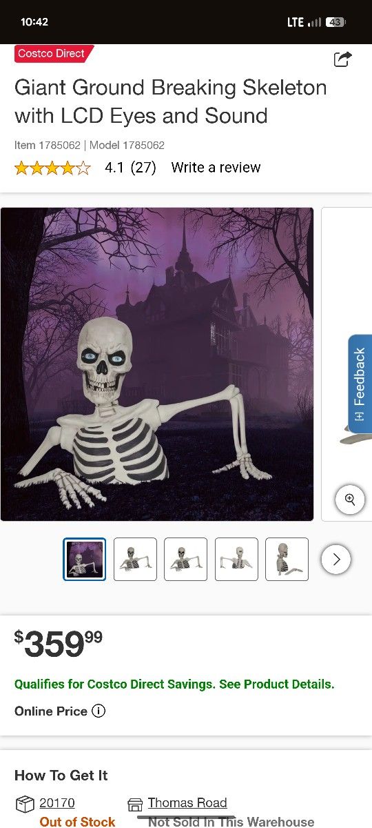 Costco Ground Breaking Skeleton - Used For 3 Months