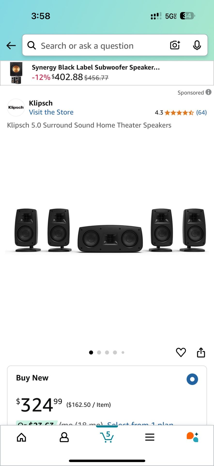 Klipsch Quintet III Speakers Home theather