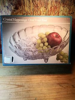 Vintage 1980's Crystal 12" Inch Fruit Bowl New in box unused. Made in the USA