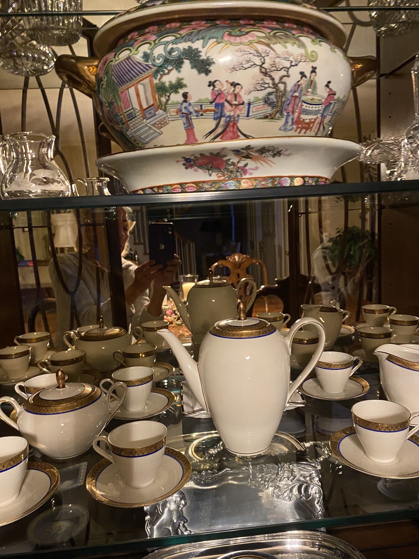 Demitasse Set, 12 Cups And Sauces, Pot, Cream And Sugar