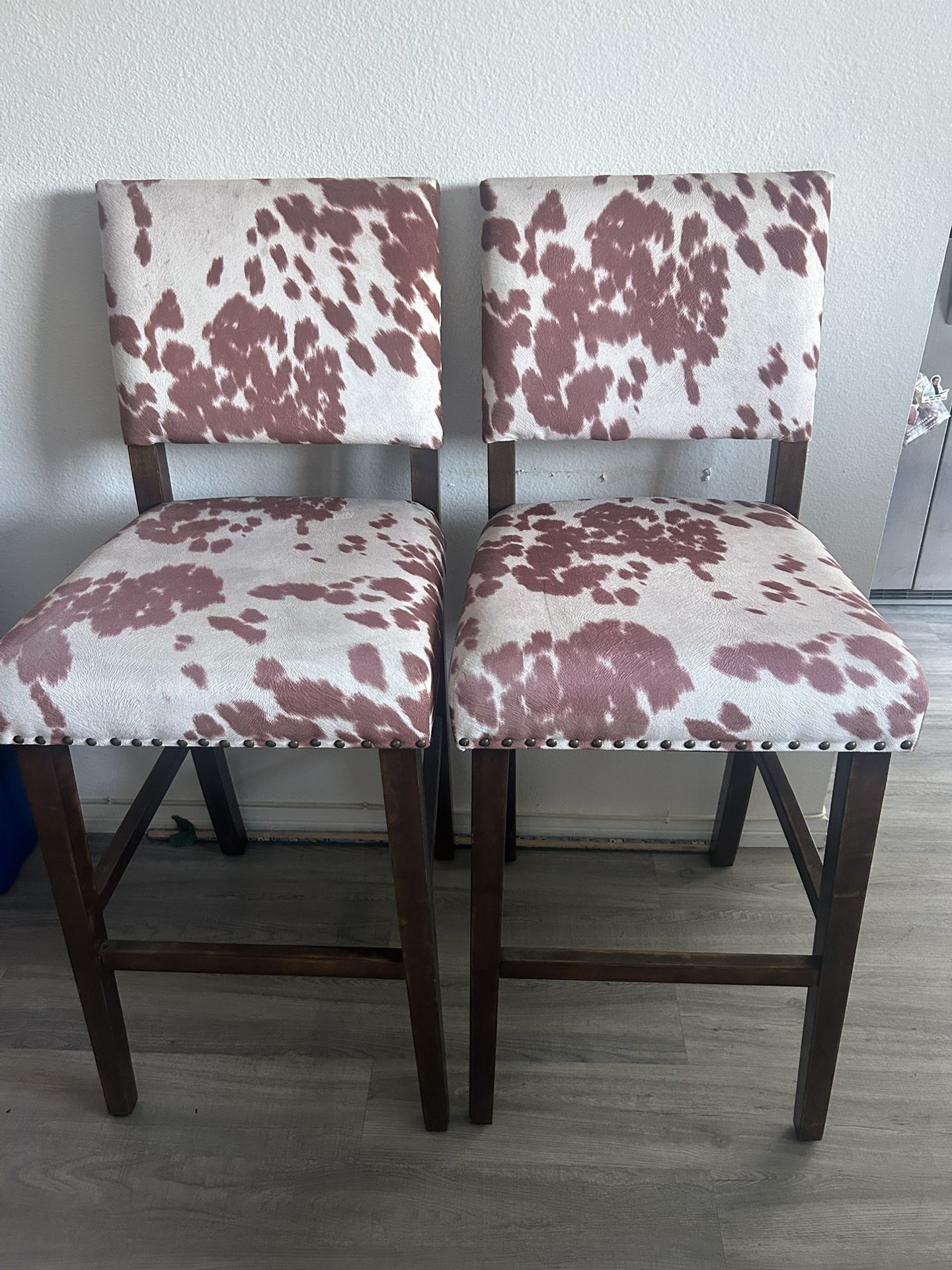 2 Cow Print Bar Stools