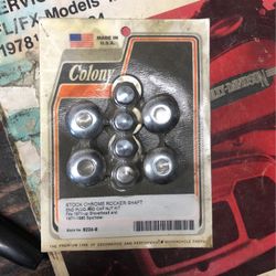 Harley Davidson Chrome Rocker Shaft End Plug & Cap Nut Kit