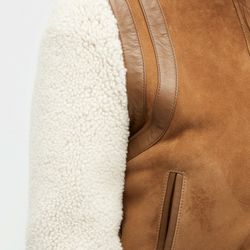 UGG SHEARLING BOMBER CHESTNUT SHEEPSKIN LEATHER WOMEN'S JACKET SIZE L NEW