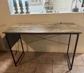 Wood & Metal 47.25" W Desk w/ Side Storage Bag ~ *LIKE NEW!*